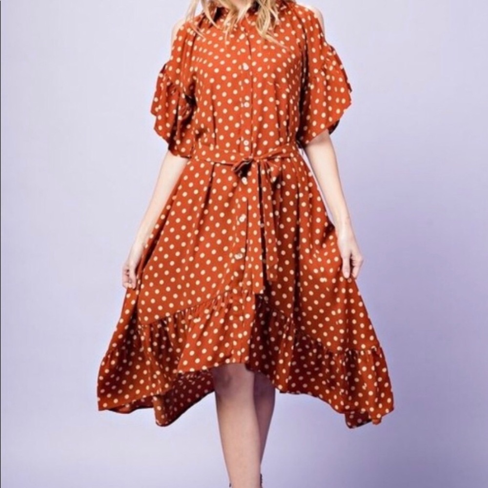 Polka Dot Midi Wrap Dress - Picture 5 of 5